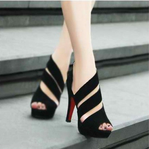 Zip Cut-outs Ladies High Heels Peep Toe