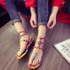 Flat Sandals Beading Ladies Shoes Rainbow Slip On