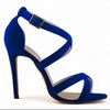 Open Toe Ankle Strap Suede Sandals Thin Heel