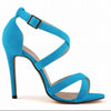 Open Toe Ankle Strap Suede Sandals Thin Heel