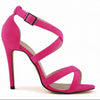 Open Toe Ankle Strap Suede Sandals Thin Heel