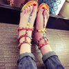 Flat Sandals Beading Ladies Shoes Rainbow Slip On